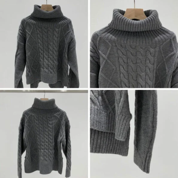 AJ Cable Knit Turtleneck (GY) - Image 2