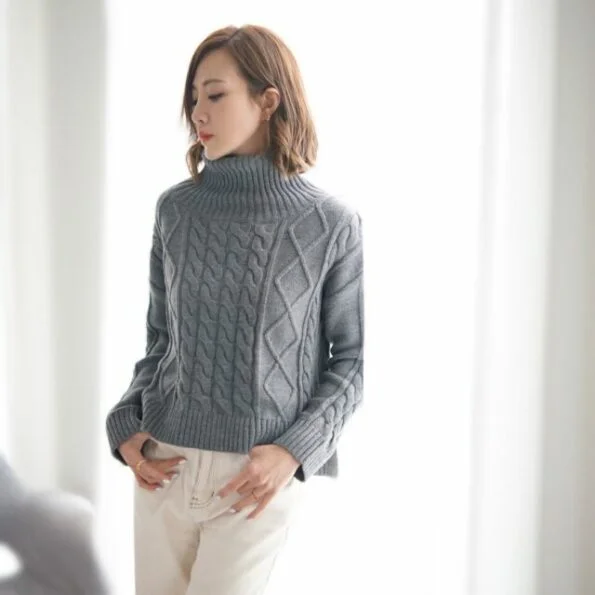 AJ Cable Knit Turtleneck (GY) - Image 5