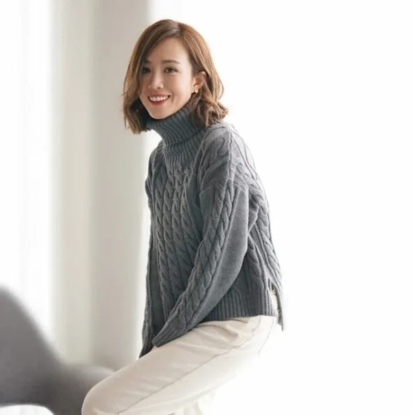 AJ Cable Knit Turtleneck (GY) - Image 6