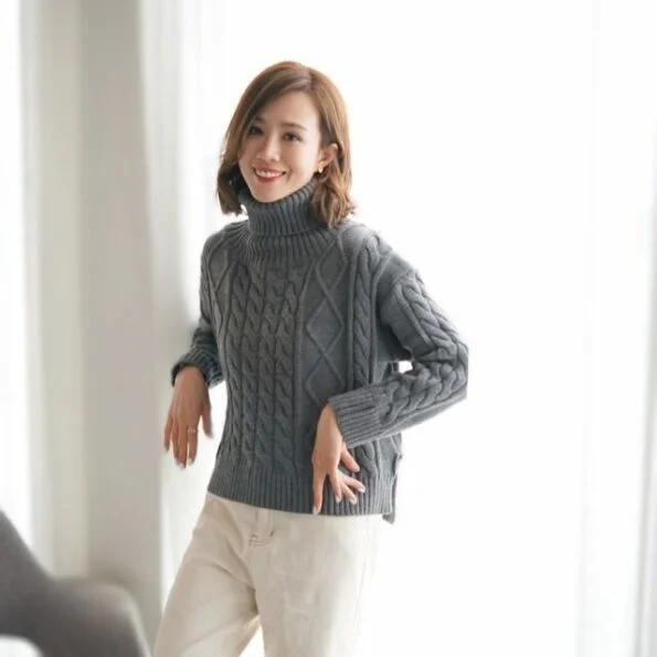 AJ Cable Knit Turtleneck (GY) - Image 4