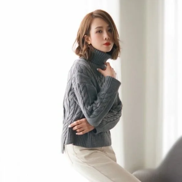 AJ Cable Knit Turtleneck (GY) - Image 3