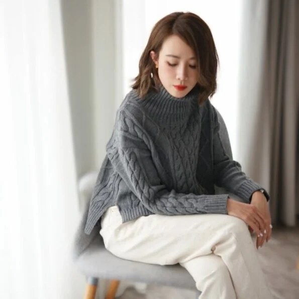 AJ Cable Knit Turtleneck (GY) - Image 7