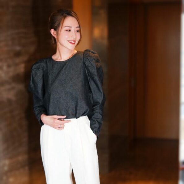 PDD Denim Puff-sleeved Top - Image 3