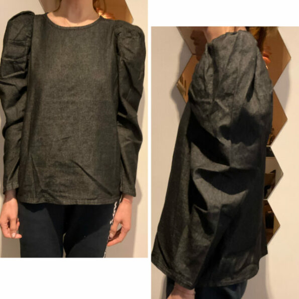 PDD Denim Puff-sleeved Top - Image 2