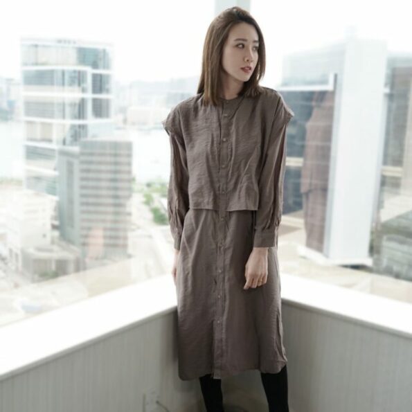 🇯🇵 SMoS2 Anti-UV Linen cotton Fake Set tunic (Charcoal) - Image 4