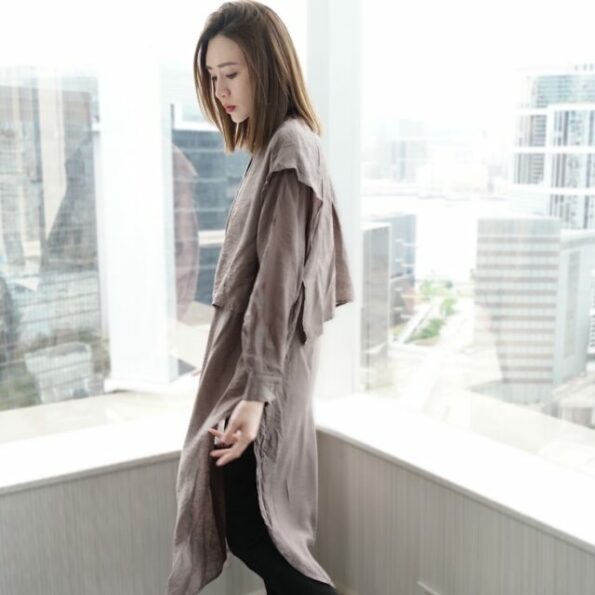 🇯🇵 SMoS2 Anti-UV Linen cotton Fake Set tunic (Charcoal) - Image 3