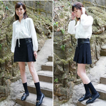 Made in Korea ruffle top + pleated skirt