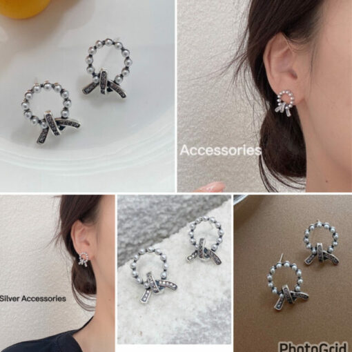 KR Pearl ribbon earrings