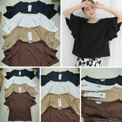 Jp cotton ruffled top( black)