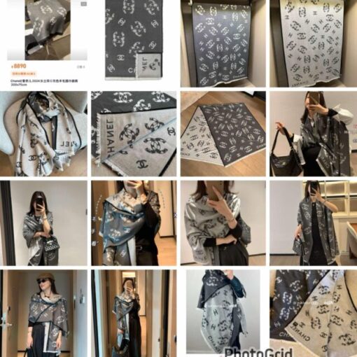 Chanel logo Reversible cashmere shawl  最新款