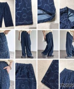 日本CL Embroidery Floral Denim Pants 