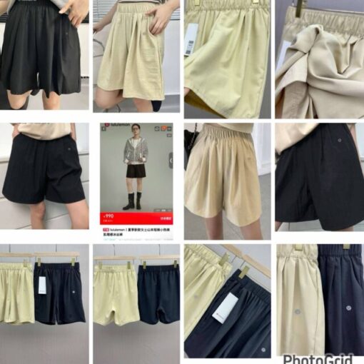 Lululemon pleats shorts set ( beige + black ) 
