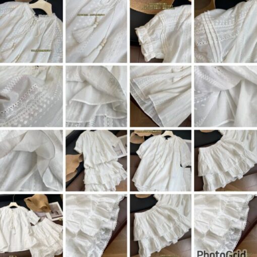Fabrique embroidery crochet lace set ( short sleeves top + skorts )  - Image 2