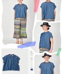 45R embroidery collar denim top