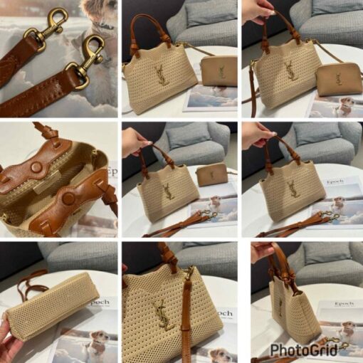 YSL crochet tote bag with leather small bag 
