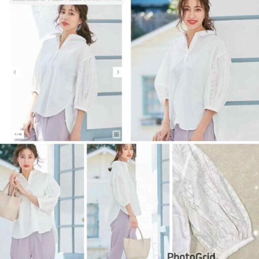 日本ON crochet sleeved shirt 