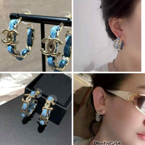 Chanel denim blue earrings 127359