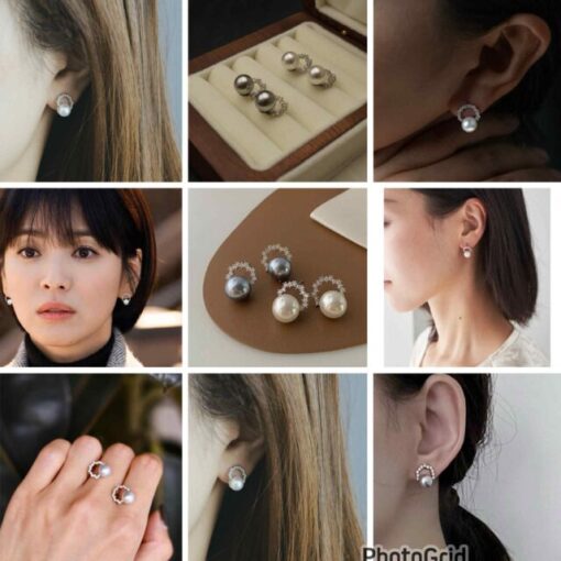 KR half stone Swarovski pearl earrings 