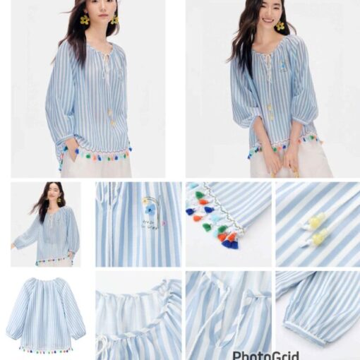 PC striped embellished top