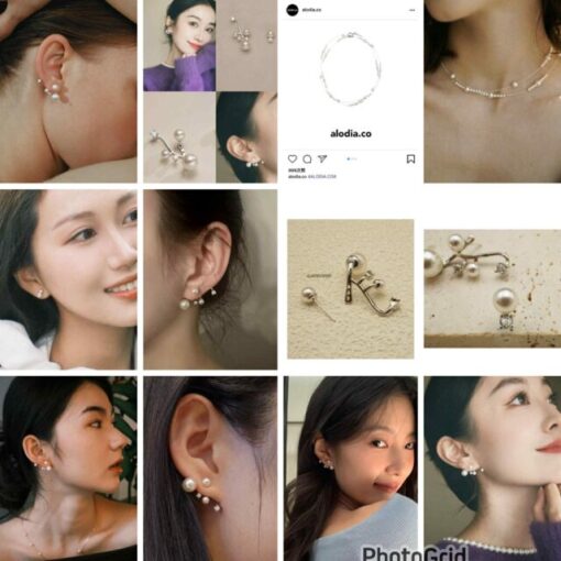 Alodia Asymmetrical pearl stone earrings 