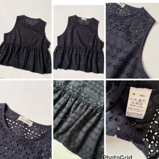 Beams boy crochet tank top (navy)