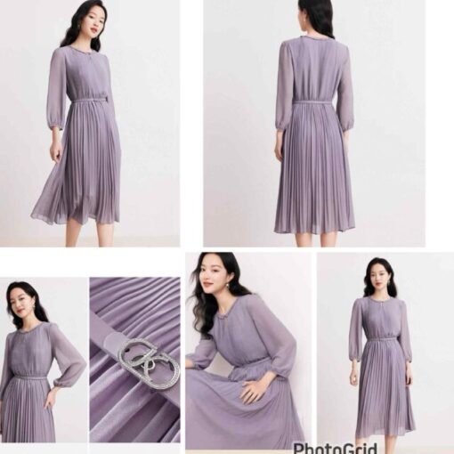 KOR Chiffon pleated one piece (with belt)