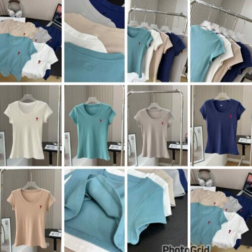 Ami embroidery stretchy tee