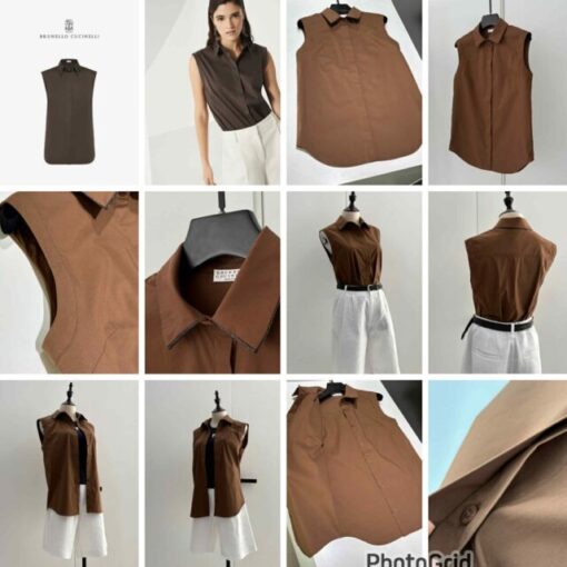 Brunello Cucinelli Embellished-collared tank shirt 