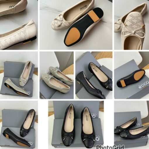 Ecco Leathed ribbon ballerinas