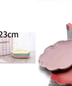 Le Creuset   *23cm 花花粉色macaron 陶瓷碟四隻 *