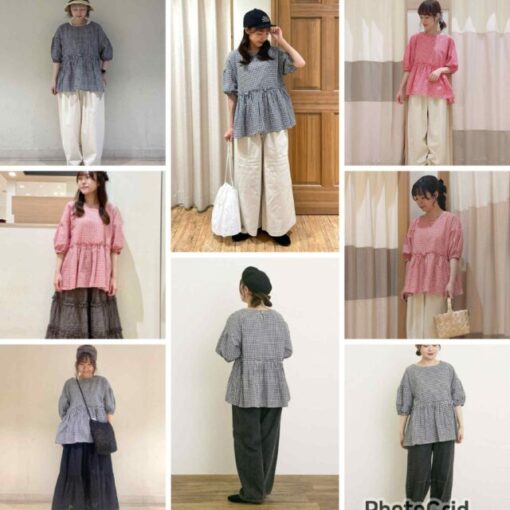 sm2 cotton linen checked top