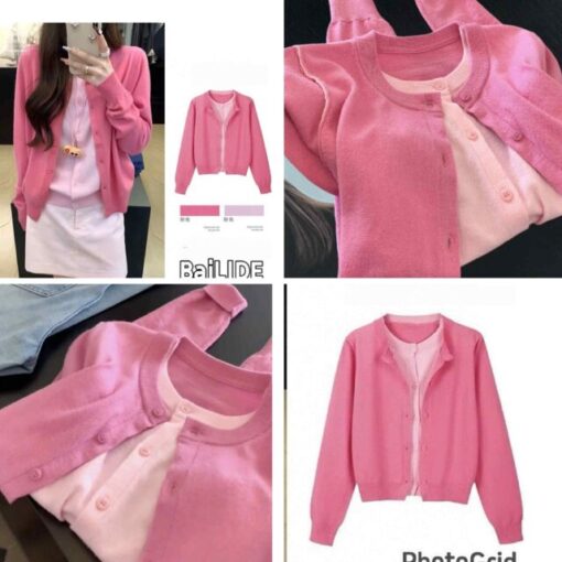 KR Strawberry fake set cardigan