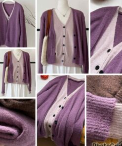 KR Fake Set Purple Knit cardigan 