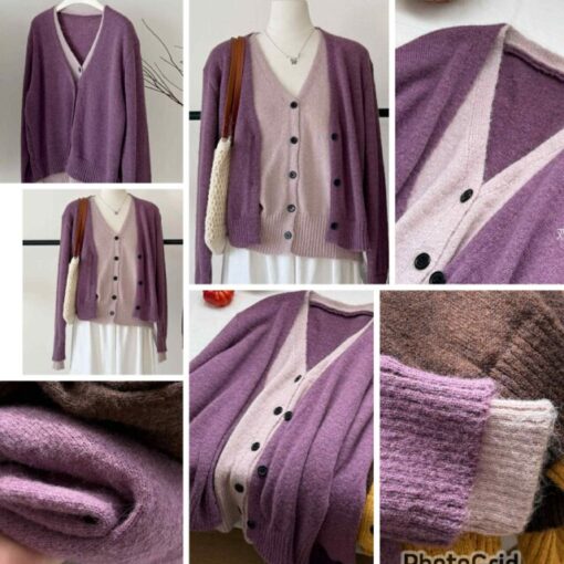 KR Fake Set Purple Knit cardigan 