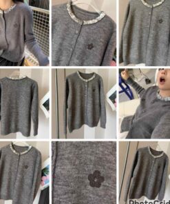 KR Embroidery floral bling collared Cardigan 