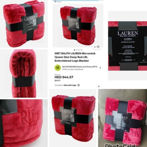 Ralph Lauren Red embroidered logo blanket 