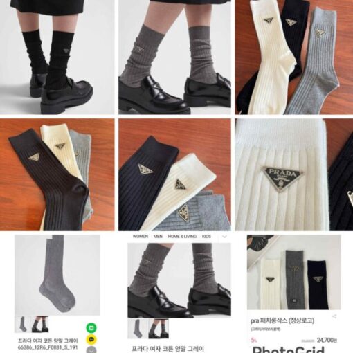 韓國單Prada cotton socks (1 set 3 對）