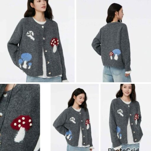 KR 3D mushroom knit cardigan 