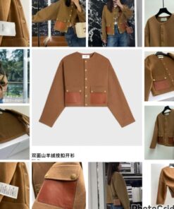 Celine cashmere leather pocket outer