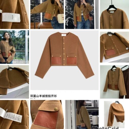Celine cashmere leather pocket outer