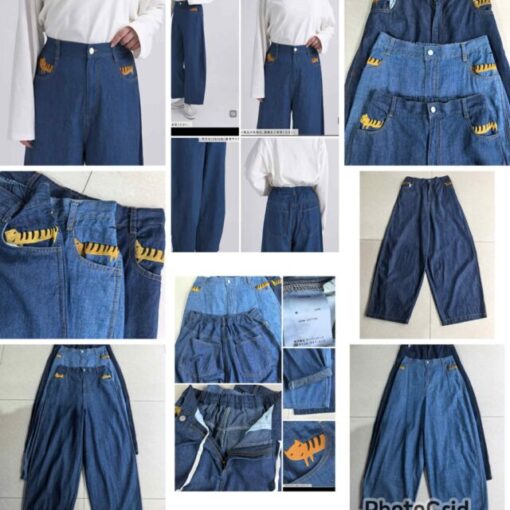 新款niko and embroidery cat denim pants 