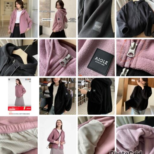 AIGLE fleece hooded jacket unisex 