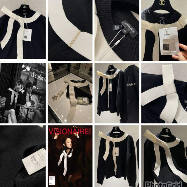 Chanel Ribbon cashmere knit top