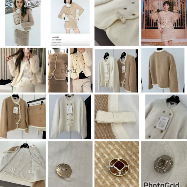 Chanel 25Ncoco neige ribbon mohair blazer + skirt ( 可單買)
