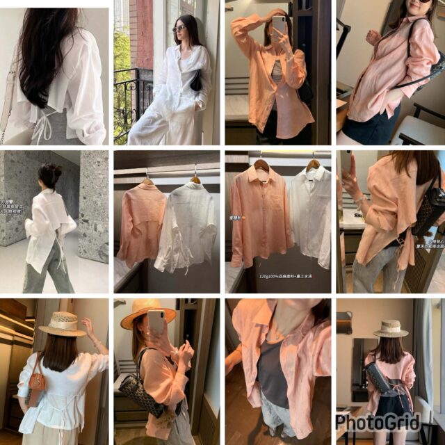 絕美自留ZR Back ribbon linen shirt